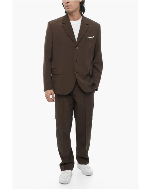 Neil Barrett Brown Side Vents Notch Lapel Slim Fit 3-Button Blazer for men