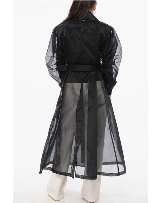 Dolce & Gabbana Black Technical Organza Trench With Rouched Sleeves