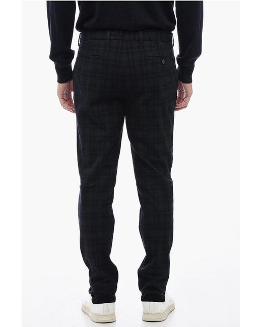 Berwich Black Slim Fit Morello Pants With Check Motif for men