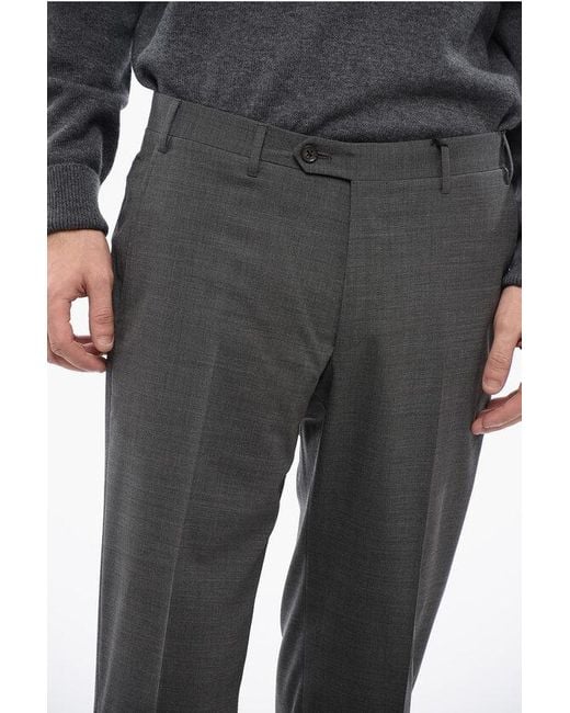 Corneliani Gray Cc Collection Virgin Wool Right Pants for men