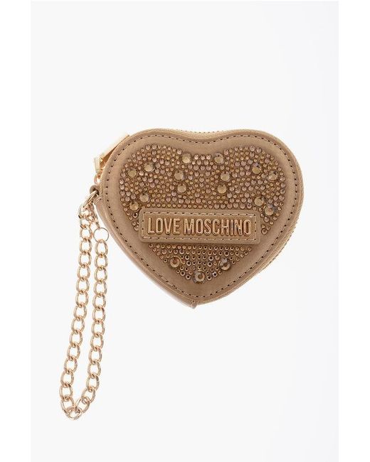 Moschino Love Heart Shaped Coin Purse Embellished With Rhinestones in White Lyst UK
