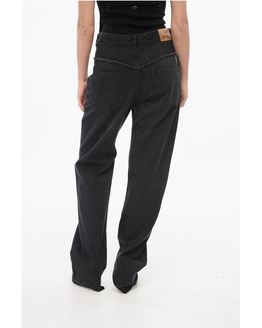 Isabel Marant Black Slim Fit Noemie Denims With Raw-Cut Details 23Cm