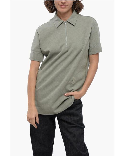 Jil Sander Gray Half Zipped Cotton Blend Polo