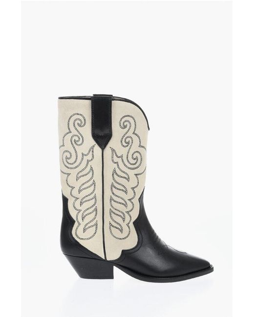 Isabel Marant Black Two-Tone Suede And Leather Duerto Western Boots
