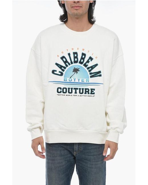 BOTTER Gray Brushed Cotton Embroidered Crewneck Sweater for men