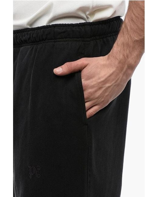 Palm Angels Black Cotton Blend Travel Joggers With Elastic Waistband for men