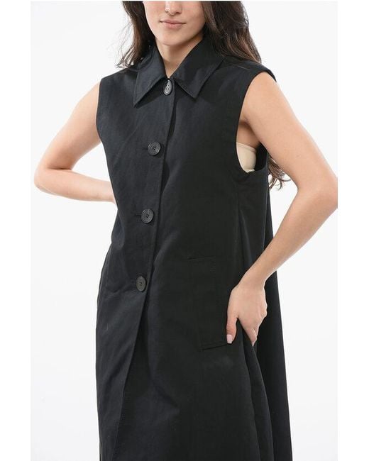 Marni Black Wide Midi Vest With Shirt Collar