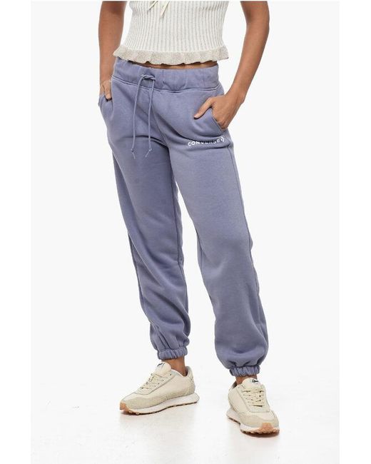 Converse Blue Fleeced Cotton Blend Sweatpants With Cuffs