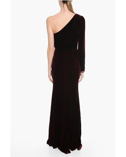 Philipp Plein Black Velour One-Shoulder Dress Amazing