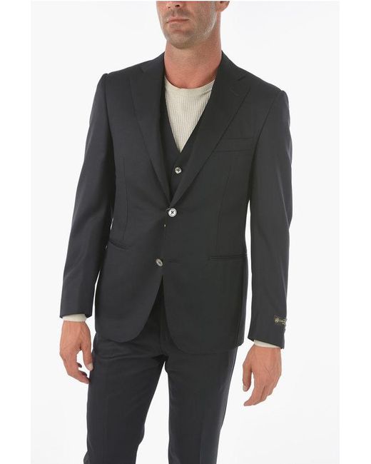 Corneliani Black 3-Piece Cerim.Leader Extrafine Virgin Wool Suit for men