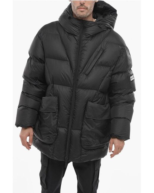 DSquared² Black Oversized Down Jacket With Flap Pockets for men