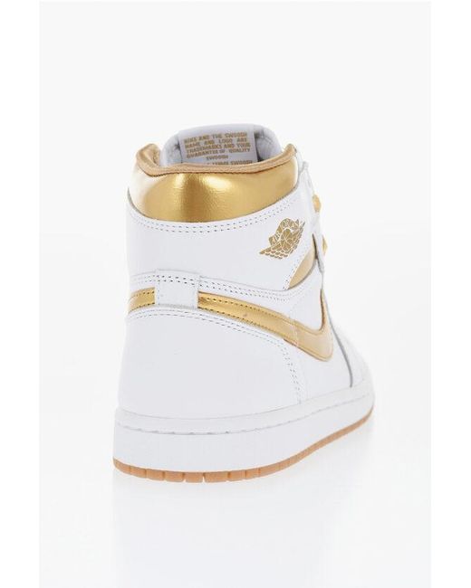 Nike Metallic Air Jordan Two-Tone Leather 1 Retro Hi Og High-Top Sneakers