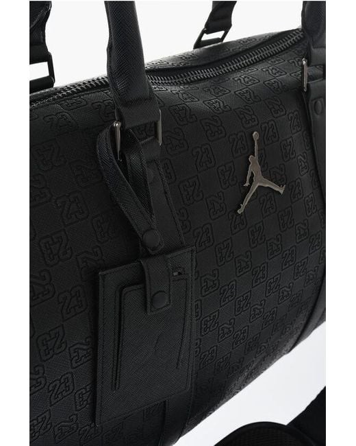 Nike Black Air Jordan Faux Leather Duffle Bag With All-Over Monogram for men