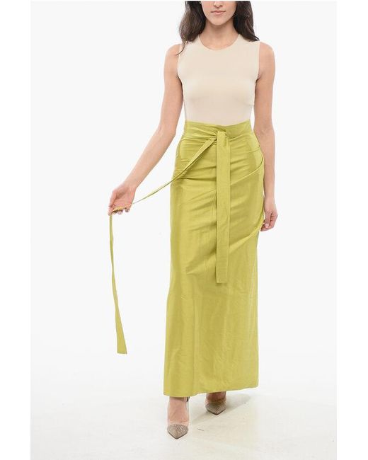 Dior Yellow Silk Wrap Skirt With Draped Detail