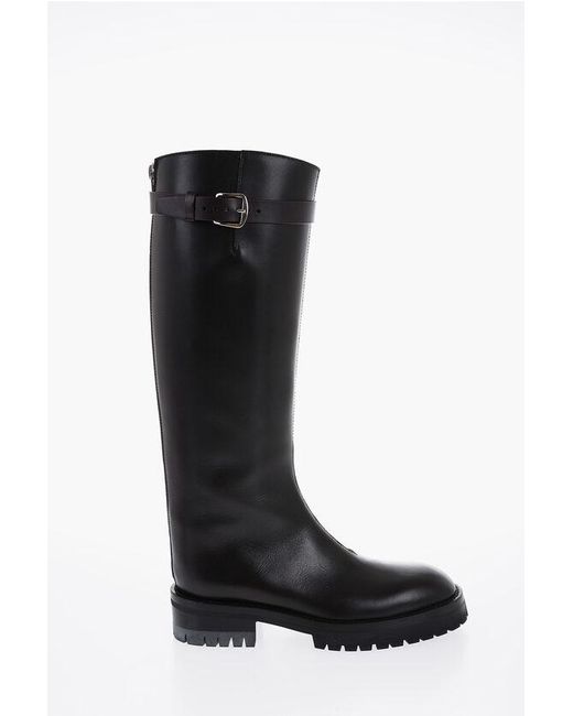 Ann Demeulemeester Black Leather Nes High Boots With Chainstrap