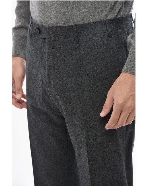 Corneliani Black 4-Pocketed Virgin Wool Pants With Belt Loops for men