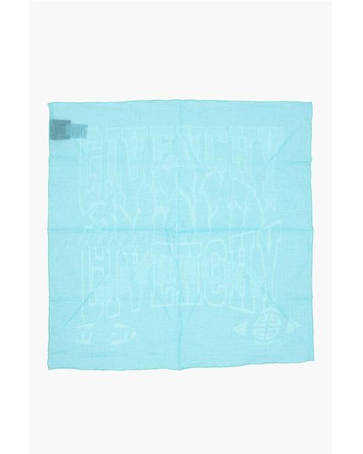 Givenchy Blue Printed Cotton Handkerchief for men
