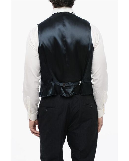 Corneliani Black Trend Virgin Wool Waistcoat With 2 Pockets for men
