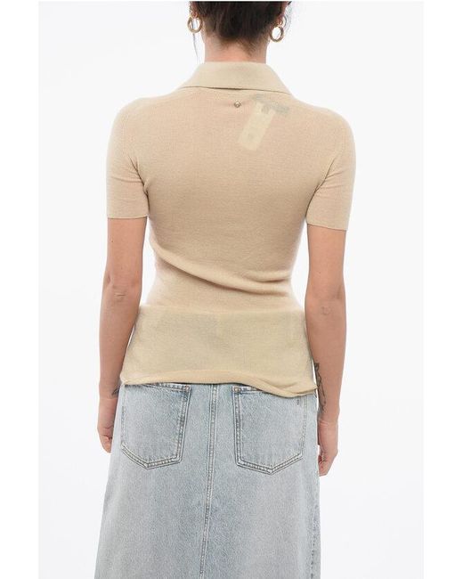Versace White 3-Button Cashmere Blend Polo