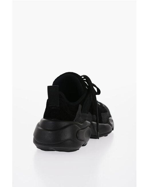 Jil Sander Black Suede Hairy Sneakers With Chunky Sole