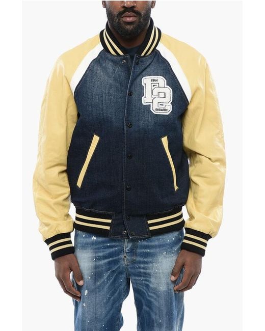 DSquared² Blue Denim Bomber Jacket With Eco for men