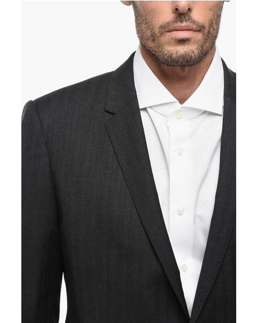 Dolce & Gabbana Black Single-Breasted Flap Pocket Suit for men