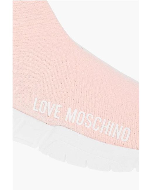 Moschino Pink Love High Sock Sneakers Gomma35 With Logo