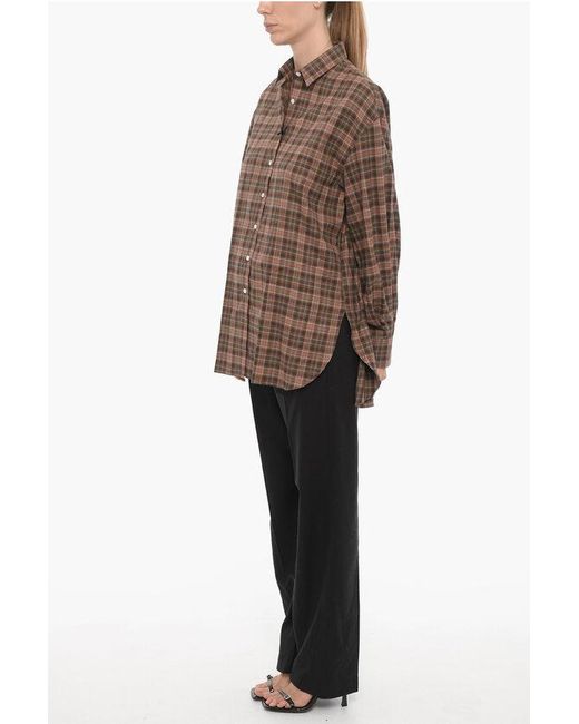 Finamore 1925 Brown Tartan Checked Shirt With Classic Collar