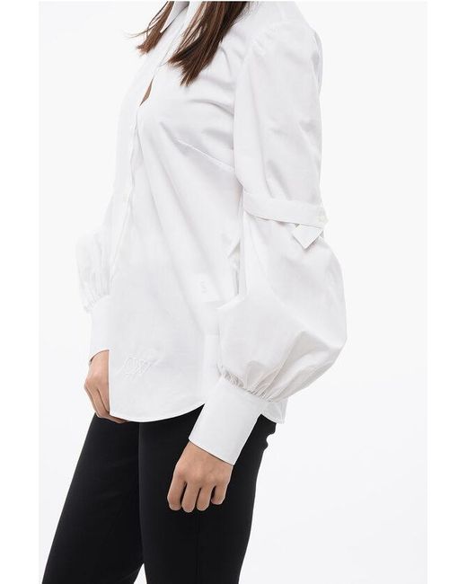 Off-White c/o Virgil Abloh White Popeline Straps Shirt With Puffed Sleeves