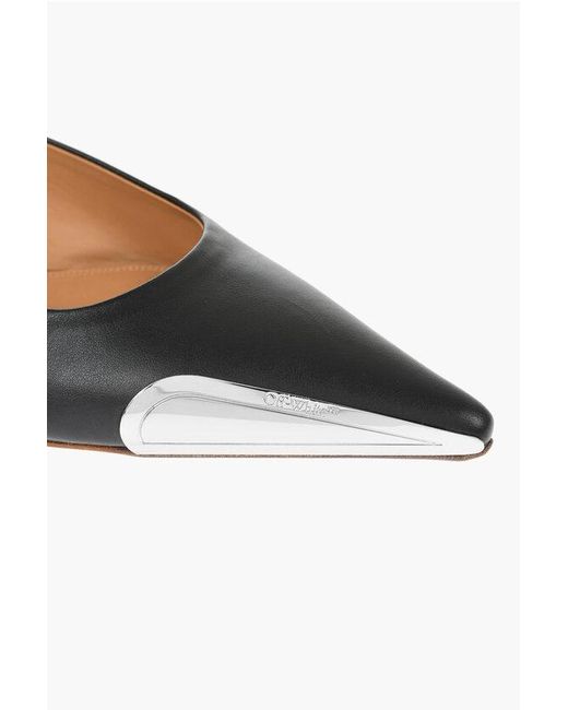 Off-White c/o Virgil Abloh Black Leather Point Toe Slingback Ballet Flats