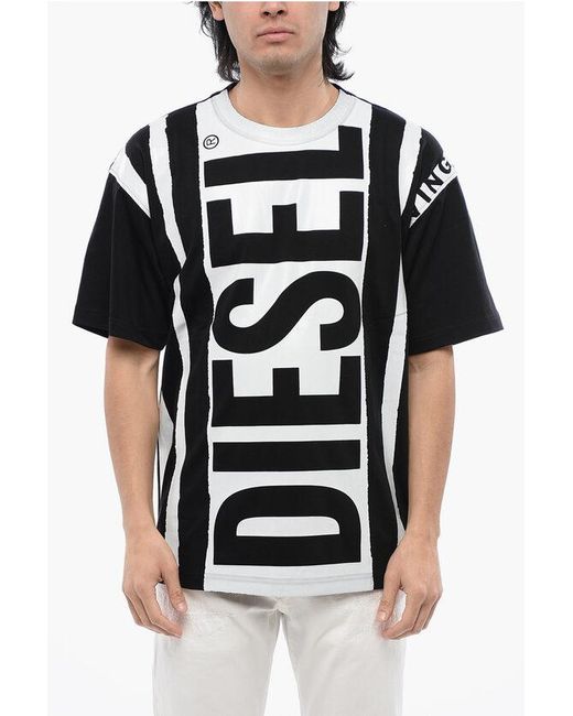 DIESEL Black Tag Two-Tone T-Nabel-M5 Crew-Neck T-Shirt With Contrasti for men