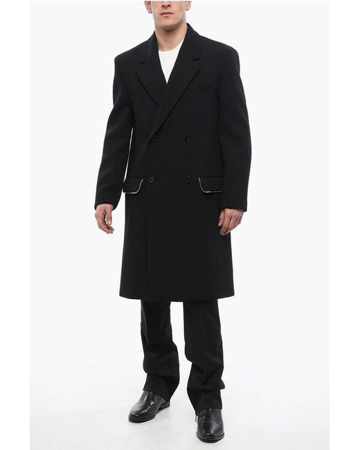 Off-White c/o Virgil Abloh Black Double-Breasted Zip Around Virgin Wool Coat for men