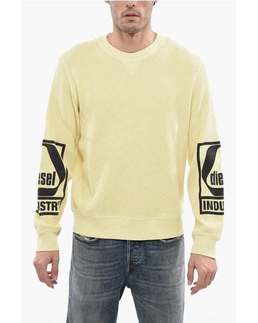 DIESEL Yellow Honeycomb Motif S-Ginaffle Crew-Neck Sweatshirt for men