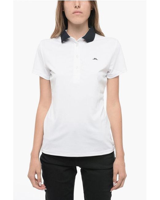 J.Lindeberg White Technical Fabric Cassie Polo Shirt With Contrasting Collar