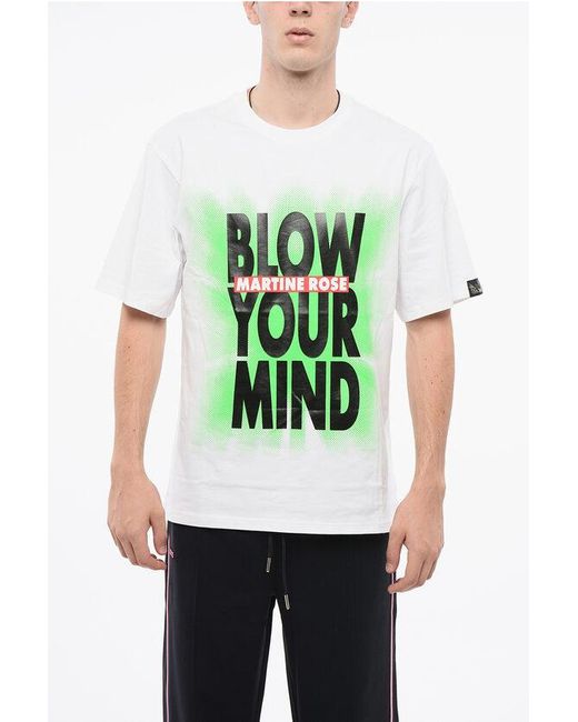 Martine Rose Green Cotton Crew-Neck T-Shirt With Maxi Print for men