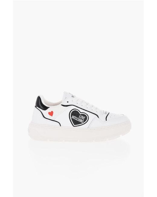 Moschino Multicolor Love Textured Leather Bold40 Low-Top Sneakers With Contrast