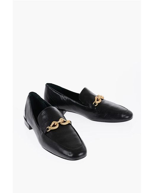 Tory Burch Black Leather Jessa Bit Loafers With Golden-Effect Horsebite