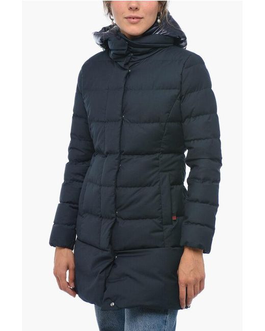 Woolrich Blue Quilted Down Jacket With Removable Chest Piece