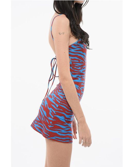 The Attico Purple Animal Patterned Stretch Fabric Beach Cover-Up