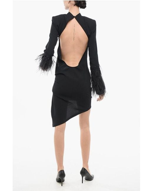 LA SEMAINE Paris Black Openback Dress With Feathers