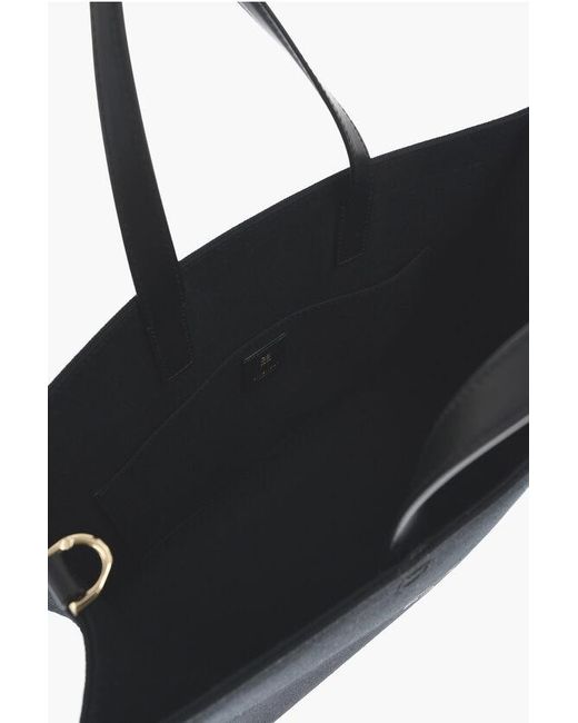 Givenchy Black Cotton And Linen Tote Bag With Contrasting Logo