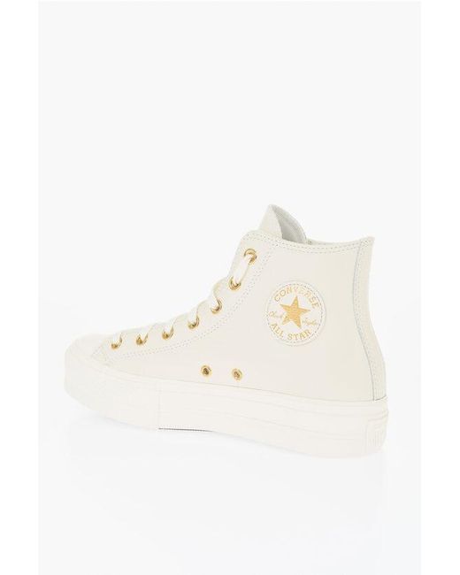 Converse Natural All Star Chuck Taylor Textured Leather Lift High-Top Sneaker