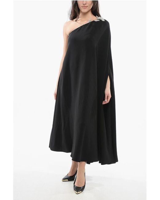 Valentino Black Silk One-Shoulder Dress With Sequins