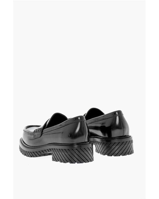 Off-White c/o Virgil Abloh Black Off- Leather Penny Loafers