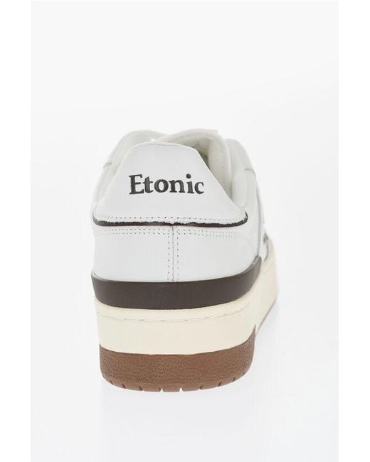 Etonic White Leather And Suede Low-Top Sneakers With Contrast Details for men