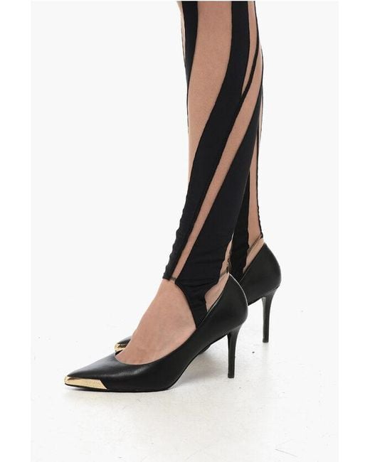 Mugler Black Stirrup Leggins With Mesh Insert