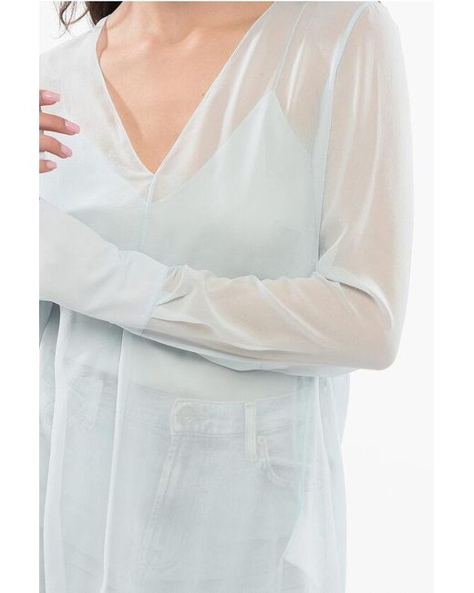 Givenchy Gray Chiffon Blouse With Tank Top