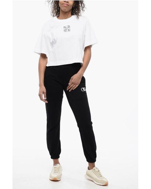 Off-White c/o Virgil Abloh Black High-Waisted Brushed Cotton Joggers With Contrasting Monogra
