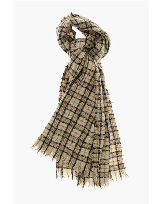 Destin White Check Ment Scarf With Fringes for men