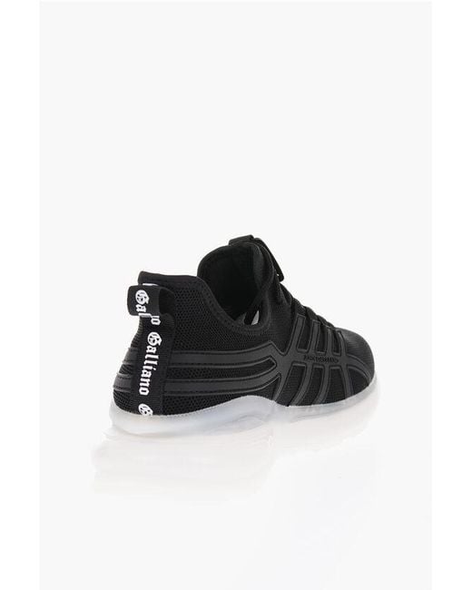 John Galliano Black Low Sneakers With Gothic Print Logo for men